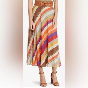 Lauren Ralph Lauren Serape Georgette Desert Brushstroke Boho Maxi Skirt Size 8